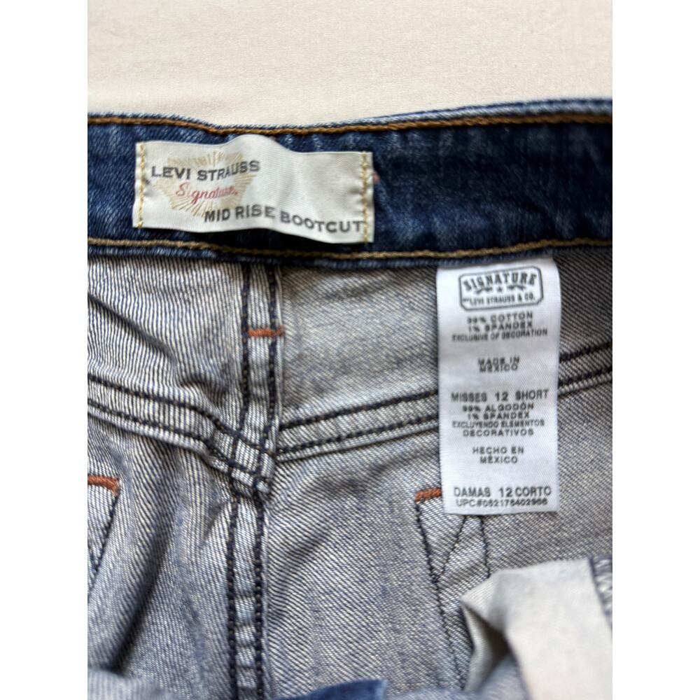 Womens Levi Strauss Signature Mid Rise Bootcut Jeans 12 Short‎ Stretch - Picture 4 of 6